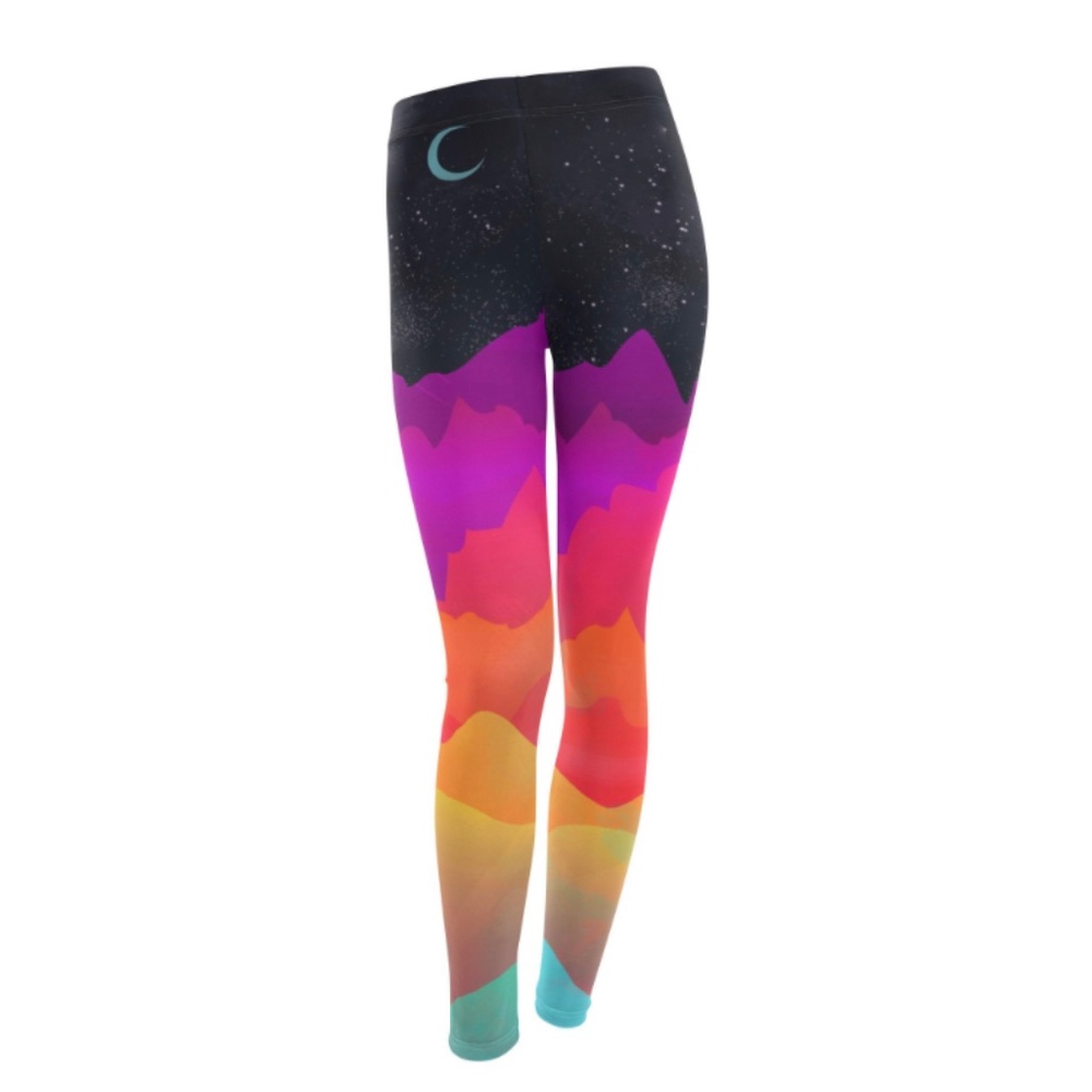Threadless Unisex Leggings Serene Mountain Scene Pattern Size XL